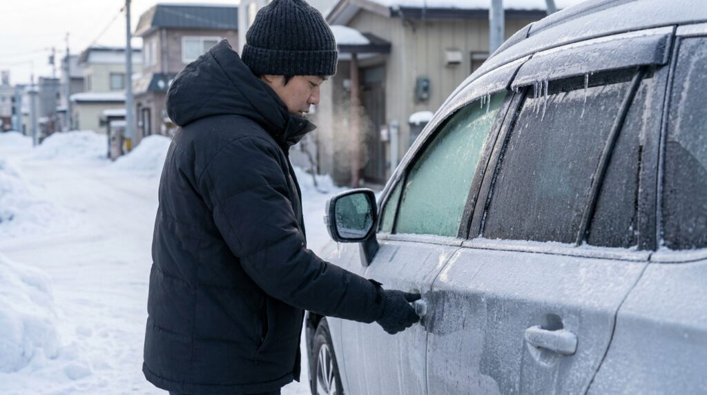 車のドアが凍って開かないときは？無理に引かない対処を解説