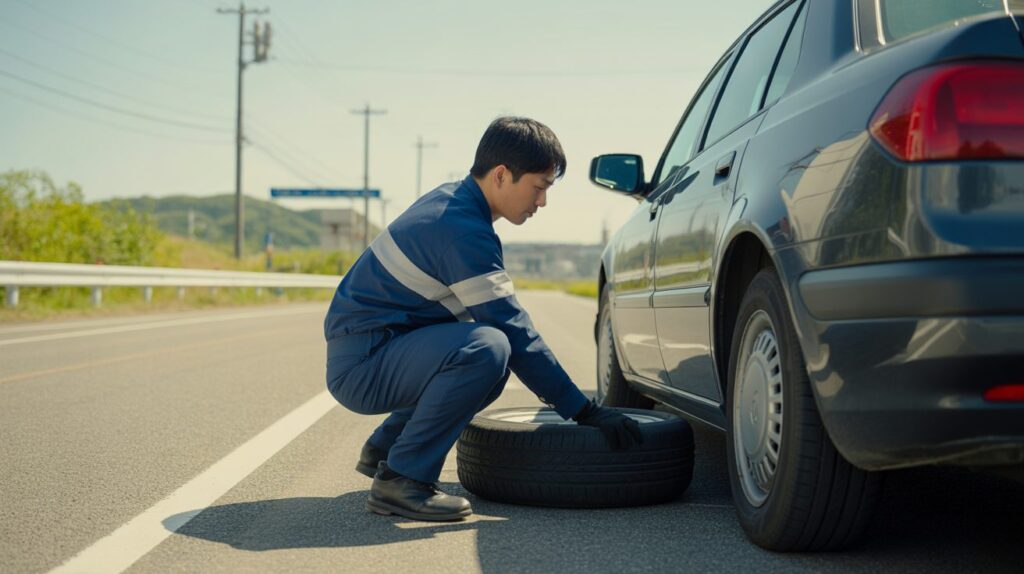 高速道路でパンクしたら？路肩での安全確保と依頼の流れを解説