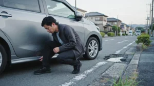 道路の穴にタイヤを落としたらどうする？ホイールや足回りの確認ポイント