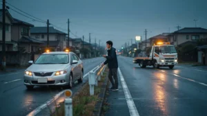 夜間に事故で車が動かなくなったら？二次事故を防ぐ待機方法を解説